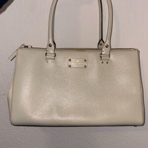 Cream Kate Spade Pebble Leather Tote